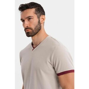 Tricou din bumbac cu decolteu in V imagine