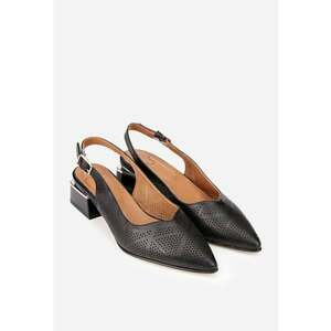 Pantofi dama din piele perforata neagra imagine