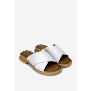 Sandale tip papuc dama din piele naturala alba imagine