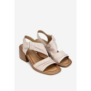 Sandale dama din piele roz pudra cu inchidere velcro imagine