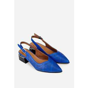 Pantofi dama din piele perforata albastra imagine