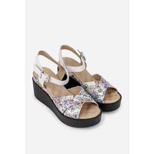 Sandale dama multicolore din piele cu platforma imagine