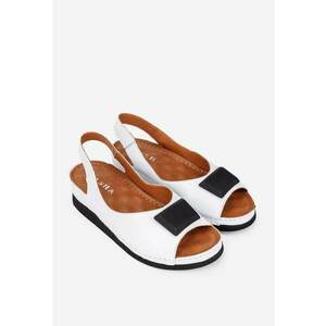 Sandale dama albe din piele naturala cu ornament imagine