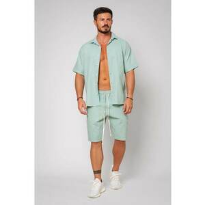 Set din IN camasa maneca scurta si pantalon scurt Light Olive 13007 imagine