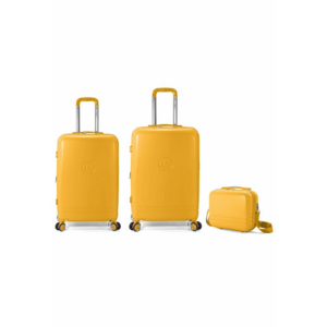 Set trolere extensibile si geanta de cosmetice BZ 5827 - ABS - cifru - 3 piese - galben mustar imagine
