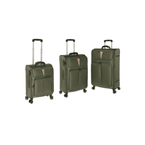 Set trolere extensibile Venice - 1 bagaj de cabina si 2 de cala - poliester - 4 roti 360° - cifru TSA - kaki imagine