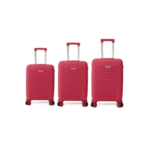 Set trolere BZ 5820 - 1 bagaj de cabina si 2 de cala - polipropilena - cifru - 4 roti 360° - rosu imagine