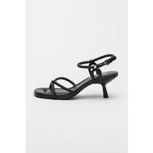 Sandale de piele ecologica cu toc si aspect impletit Jess imagine