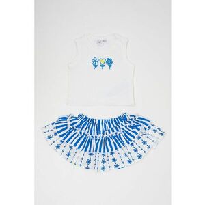 Set de top si fusta evazata cu flori brodate imagine