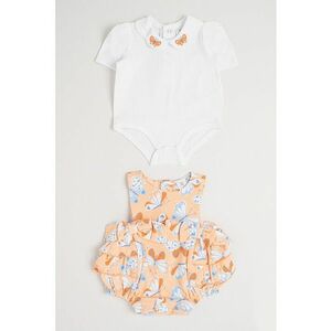 Set de salopeta scurta si body cu maneci scurte imagine