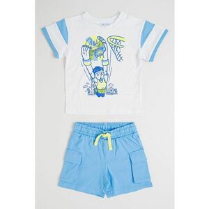 Set de tricou cu model si pantaloni scurti cu model uni - 2 piese imagine