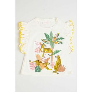 Tricou cu imprimeu grafic si maneci cu volane imagine