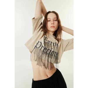 Tricou crop cu maneci cazute imagine