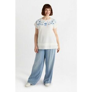 Tricou cu decolteu rotund si imprimeu floral imagine