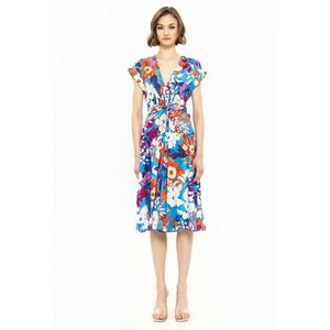 Rochie cu maneci scurte si model floral imagine