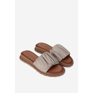 Sandale tip papuc dama din piele naturala taupe imagine