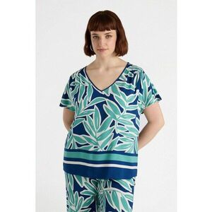 Bluza cu imprimeu grafic si decolteu in V imagine