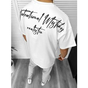 Tricou barbati alb cu imprimeu pe spate oversize Y250 D2-2.3 imagine