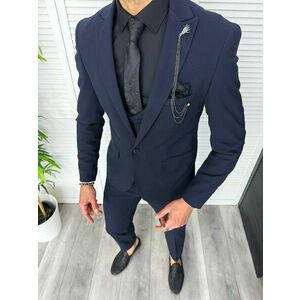 Costum barbati slim fit bleumarin 3 piese 11842 112-3 imagine