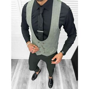 Compleu barbati Vesta + Pantaloni + Lant si cravata cadou B1469 Y18-2 imagine