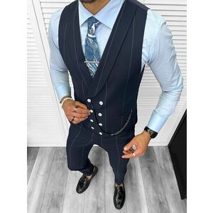 Compleu barbati Vesta + Pantaloni B4010 Lant si cravata cadou 64-2 imagine
