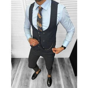 Compleu barbati Vesta + Pantaloni 13154 + Lant si cravata cadou 41-3.3 imagine