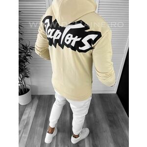 Hanorac barbati bej slim fit cu imprimeu pe spate K093 D5-4.2 imagine