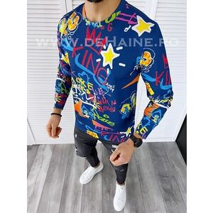 Bluza barbati bleumarin slim fit din silon B7660 D6-5.1 imagine