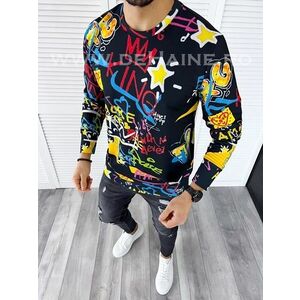 Bluza barbati neagra slim fit din silon B7660 D6-5.3 imagine
