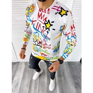 Bluza barbati alba slim fit din silon B7660 D6-5.1 imagine