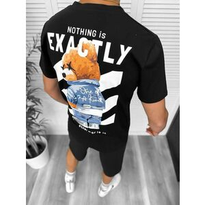 Compleu de vara tricou cu imprimeu pe spate + pantaloni negru TS953 D6-1.2 imagine