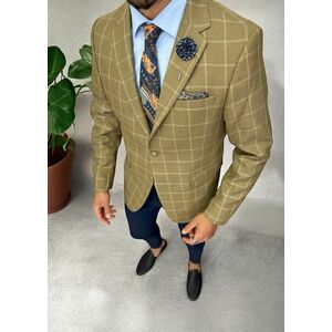 Sacou barbati slim fit maro in carouri 3259 27-2 imagine