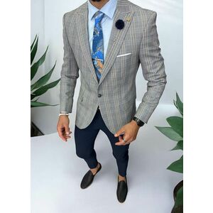Sacou barbati slim fit gri 1031 imagine