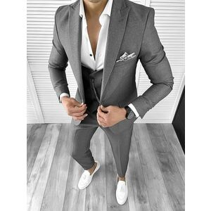 Costum barbati slim fit in sacou + pantaloni + vesta 11703 N7-4.3 imagine