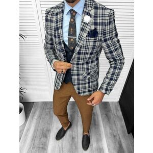 Sacou barbati slim fit bleumarin 13197 12 imagine