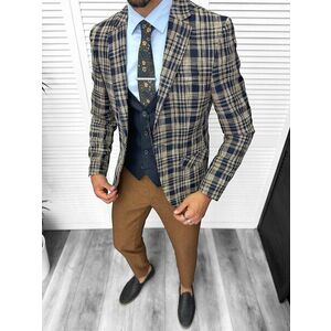 Costum barbati slim fit sacou pantaloni vesta cravata batista 13200 imagine