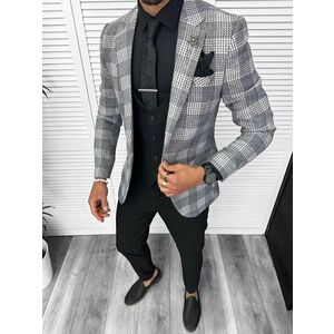 Costum barbati slim fit sacou pantaloni vesta cravata batista 13207* imagine