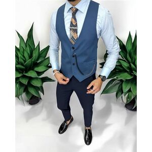 Vesta barbati eleganta slim fit albastra 13269 I13 imagine