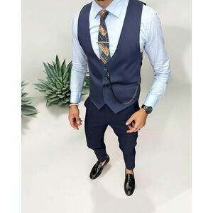 Vesta barbati eleganta slim fit albastra 13270 imagine