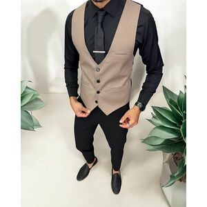 Vesta barbati eleganta slim fit bej 13257 imagine