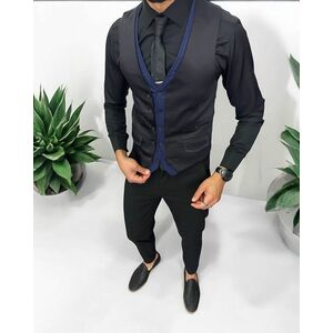 Vesta barbati eleganta slim fit neagra 13259 imagine