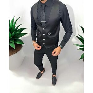 Vesta barbati eleganta slim fit neagra 13261 imagine