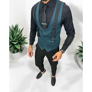 Vesta barbati eleganta slim fit verde 13256 imagine