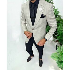 Costum barbati slim fit sacou + pantaloni + vesta 13243 imagine