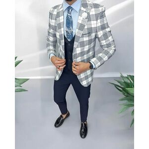 Costum barbati slim fit sacou + pantaloni + vesta 13244 imagine