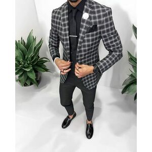 Costum barbati slim fit sacou + pantaloni + vesta 5000 imagine
