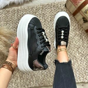 Adidasi dama casual negri cu platforma de 6cm NB733 imagine