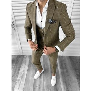 Costum barbati slim fit + Vesta maro B5362 O3-3.1 imagine