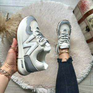 Adidasi dama casual albi cu gri 2532 N7-2 imagine