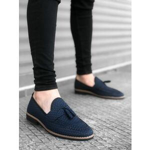 Mocasini barbati albastri tapla subtire piele eco comozi 12218 N1-3 imagine